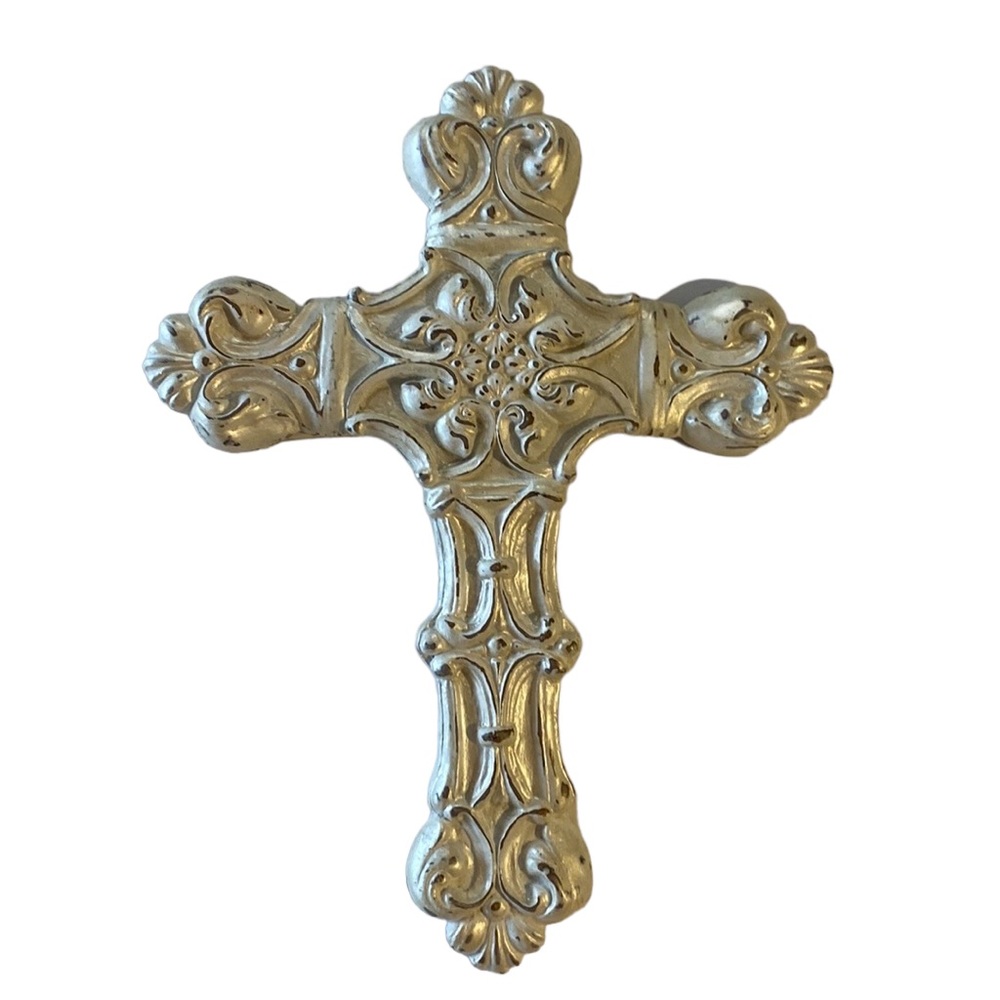 Beautiful White Wash Faux Cross Vintage  Spiritual Great Condition!